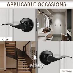 Door Lever Set 10 Pack Keyless Black Finish Passage Function Stainless Steel Z