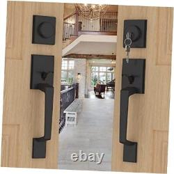 Double Front Door Lock Set, Black Double Double Door Handleset Matte Black
