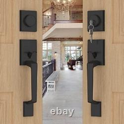 Double Front Door Lock Set, Black Double Double Door Handleset Matte Black