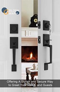 Double Front Door Lock Set, Black Double Double Door Handleset Matte Black