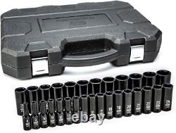 Durable 1/2 Drive 29-Piece Chrome Molybdenum Impact Socket Set Black Finish