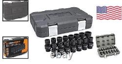 Durable 6-Point Metric Impact Socket Set in Black Phosphate Finish 15-Piece