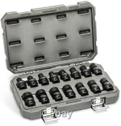 Durable 6-Point Metric Impact Socket Set in Black Phosphate Finish 15-Piece