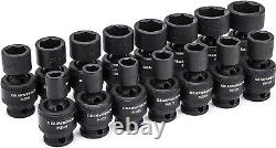 Durable 6-Point Metric Impact Socket Set in Black Phosphate Finish 15-Piece
