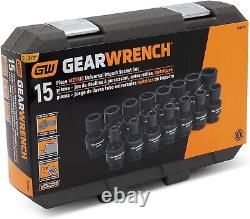 Durable 6-Point Metric Impact Socket Set in Black Phosphate Finish 15-Piece