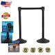 Durable Crowd Control Stanchion Set 6.5' Retractable Belt, Black Finish