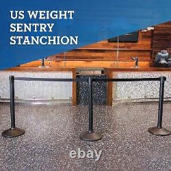 Durable Crowd Control Stanchion Set 6.5' Retractable Belt, Black Finish