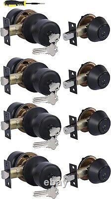 Durable Keyed Alike Door Knob & Deadbolt Set with Chrome-free Matte Black Finish