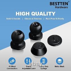 Durable Keyed Alike Entry Door Knobs & Deadbolts Combo Set in Matte Black Finish