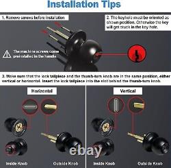 Durable Keyed Alike Entry Door Knobs & Deadbolts Combo Set in Matte Black Finish