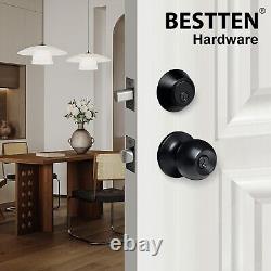 Durable Keyed Alike Entry Door Knobs & Deadbolts Combo Set in Matte Black Finish