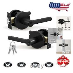 Durable Stainless Steel and Iron Door Handle Set Sleek Matte Black Finish