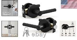 Durable Stainless Steel and Iron Door Handle Set Sleek Matte Black Finish