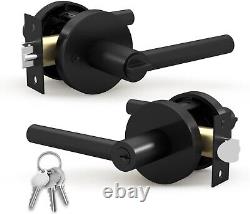 Durable Stainless Steel and Iron Door Handle Set Sleek Matte Black Finish