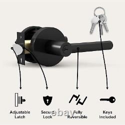 Durable Stainless Steel and Iron Door Handle Set Sleek Matte Black Finish