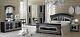 Esf Aida Black & Silver Finish Queen Size Bedroom Set 6 Pieces, Made In Italy