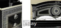 ESF Aida Black & Silver Finish Queen Size Bedroom Set 6 Pieces, Made in Italy