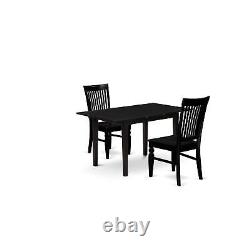 East West Furniture Norfolk Wood 3-Piece Dining Set In Black Finish NOWE3-BLK-W