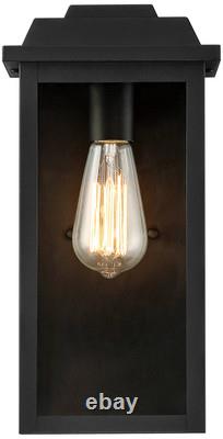 Eastcrest 14H Textured Black Finish Steel Outdoor Wall Light Set of 2