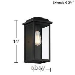 Eastcrest 14H Textured Black Finish Steel Outdoor Wall Light Set of 2