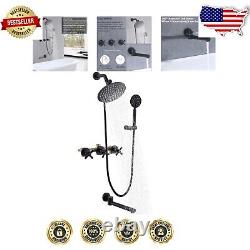 Elegant 3 Handle Tub Shower Faucet Set Matte Black Finish & Valve Included
