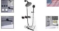 Elegant 3 Handle Tub Shower Faucet Set Matte Black Finish & Valve Included