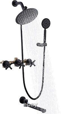 Elegant 3 Handle Tub Shower Faucet Set Matte Black Finish & Valve Included