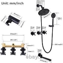 Elegant 3 Handle Tub Shower Faucet Set Matte Black Finish & Valve Included