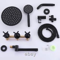 Elegant 3 Handle Tub Shower Faucet Set Matte Black Finish & Valve Included
