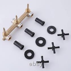 Elegant 3 Handle Tub Shower Faucet Set Matte Black Finish & Valve Included