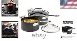 Elegant 4-Piece Nonstick Aluminum Saucepan Set, Oven Safe 500°F Black Finish