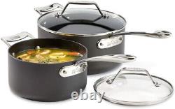 Elegant 4-Piece Nonstick Aluminum Saucepan Set, Oven Safe 500°F Black Finish