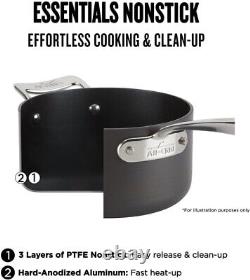 Elegant 4-Piece Nonstick Aluminum Saucepan Set, Oven Safe 500°F Black Finish
