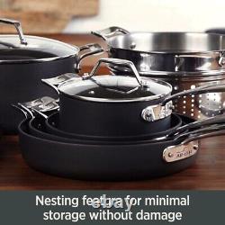 Elegant 4-Piece Nonstick Aluminum Saucepan Set, Oven Safe 500°F Black Finish
