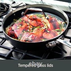 Elegant 4-Piece Nonstick Aluminum Saucepan Set, Oven Safe 500°F Black Finish