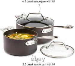Elegant 4-Piece Nonstick Aluminum Saucepan Set, Oven Safe 500°F Black Finish