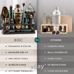 Elegant Cocktail Shaker Set 16-Piece Bar Tools with Brass & Black Finish