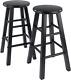 Element 2-piece 24in Counter Stool Set, Black Finish, Solid Wood, Modern Design