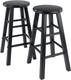 Element 2-piece 24in Counter Stool Set, Black Finish, Solid Wood, Modern Design
