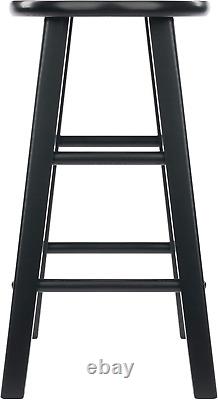 Element 2-Piece 24In Counter Stool Set, Black Finish, Solid Wood, Modern Design