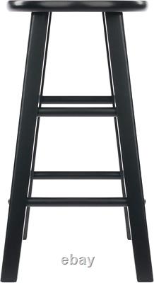 Element 2-Piece 24In Counter Stool Set, Black Finish, Solid Wood, Modern Design