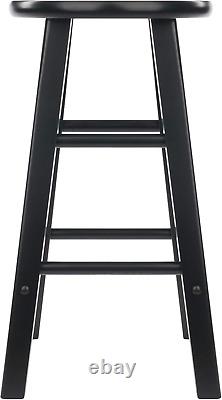 Element 2-Piece 24In Counter Stool Set, Black Finish, Solid Wood, Modern Design