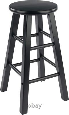 Element 2-Piece 24In Counter Stool Set, Black Finish, Solid Wood, Modern Design