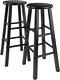 Element 2-piece 29in Bar Stool Set, Black Finish, Solid Wood, Modern Design