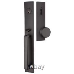 Emtek 4819R0UUS19 SCRATCHED Tubular Entry Set with Round Knob, Flat Black Finish