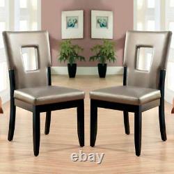 Evant I Side Dining Chair Set of 2 Key-Hole Back Design Leatherette Seat Black