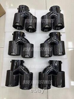 FOR 2019-2025 BMW G20 M340i 330i CARBON FIBER STAINLESS QUAD EXHAUST MUFFLER TIP