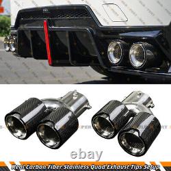 FOR BMW M240i M440i M550i Z4 M40i CARBON FIBER STAINLESS STEEL QUAD EXHAUST TIP