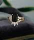 Fancy 3ct Emerald Cut Black Diamond Engagement Ring Set 14k Yellow Gold Finish