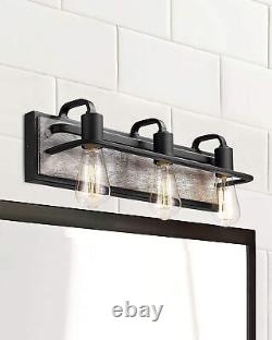 Farmhouse Wood Lights, Set of 2 Matching Bundle. White Wood in Black Finish